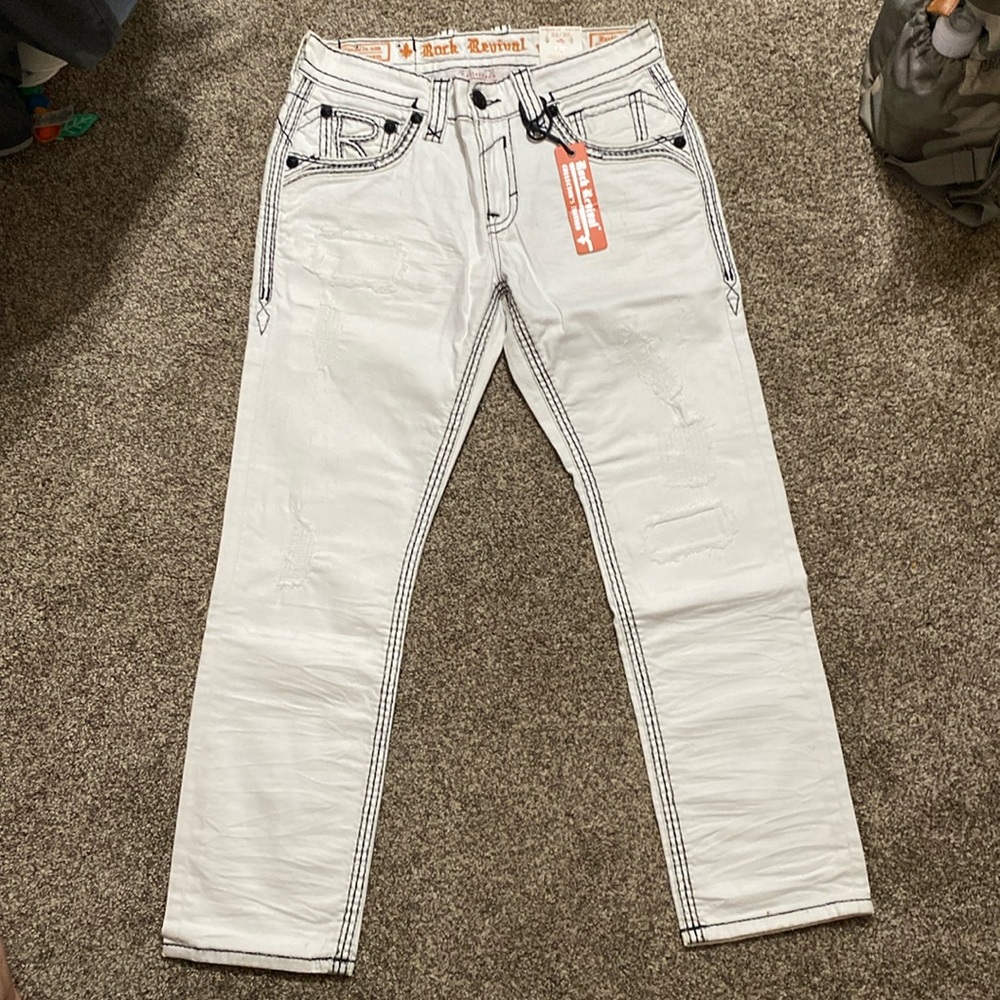 Men’s white slim straight Rock Revival jeans